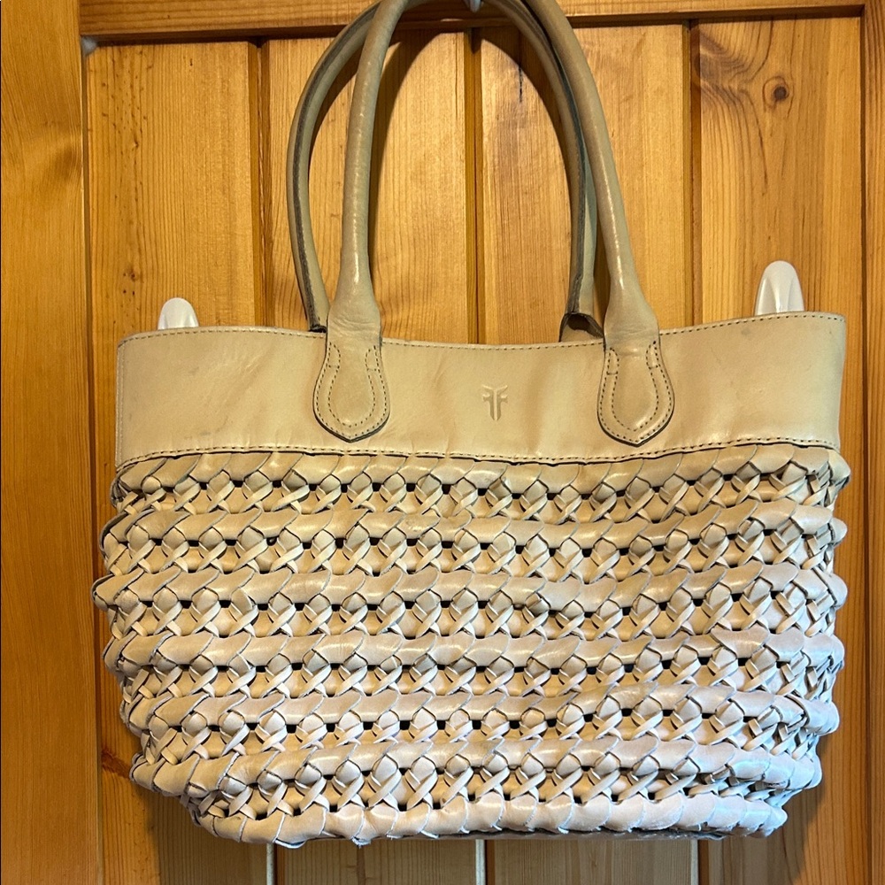Frye Cream Woven Tote Bag